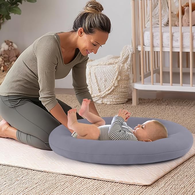 Baby Lounger for Newborn: Portable & Lightweight Pillow for Tummy Time Playtime & Diaper Changes - Skin-Friendly & Breathable for 0-12 Month Supervised Use