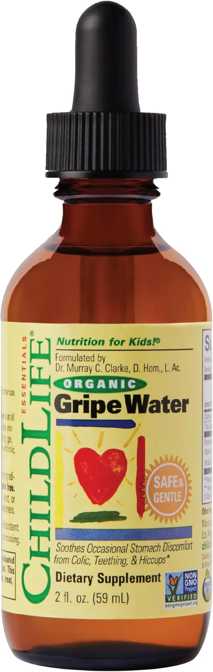 CHILDLIFE ESSENTIALS Organic Gripe Water for Babies - Gripe Water Newborn, Gas Drops for Newborns, Baby Drops for Gas & Colic Relief, Infant Gas Relief with Ginger, Fennel, Dill - 2 Fl Oz (Pack of 1)