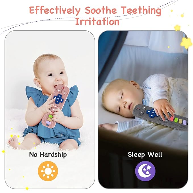 Hooku Silicone Teethers for Babies 0-6 Months, Teething Toys for Babies 6-12 Months, Baby Remote Control Toy, Infant Toys 0-3 Months, Sensory Chew Toys, Toddler Newborn Baby Girl Boy Gifts