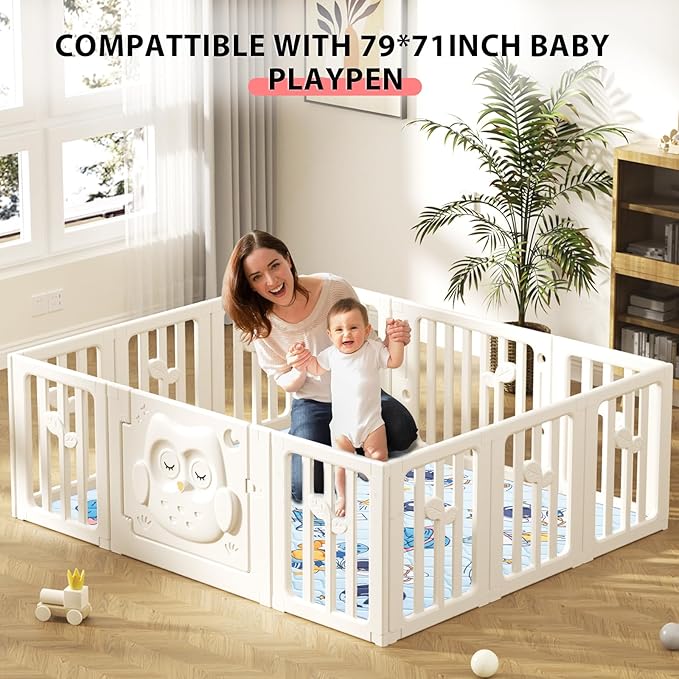 Baby Play Mat 79’’ x 71’’ Soft Baby Floor Mat Thicker Foam Play Mat for Babies，Toddlers, Foldable Baby Playpen Mat Crawling Mat，Space Design