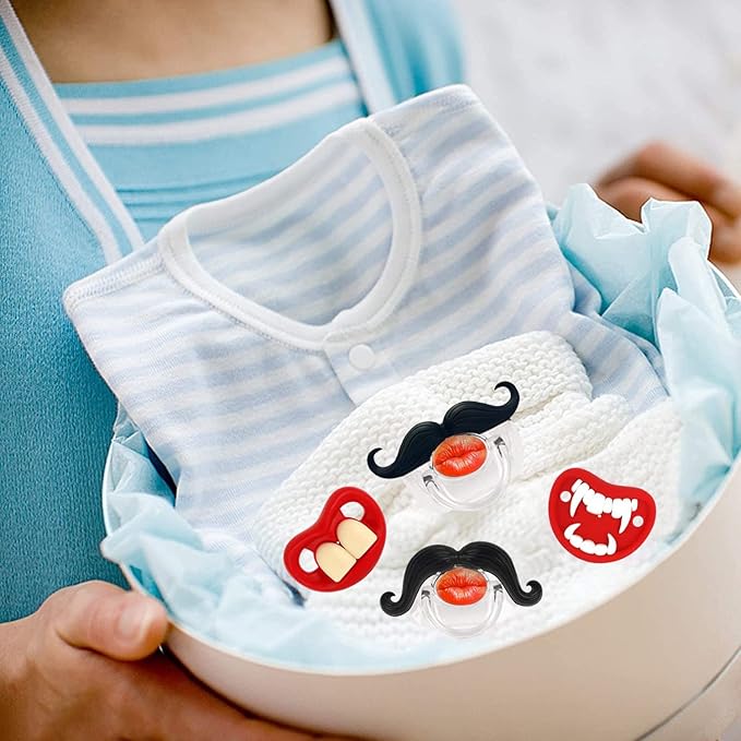 4pcs Kissable Mustache Pacifier, Funny Baby Pacifier, Pacifier 0-36 Months, Funny Gifts for Newborns