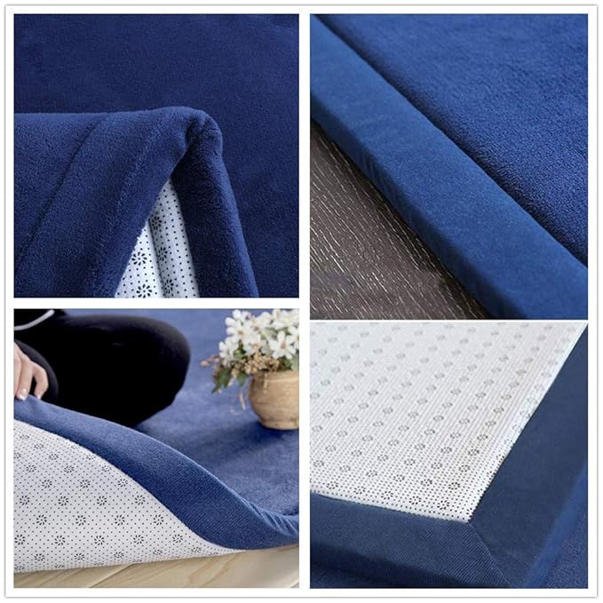 Loartee Nursery Rug Coral Velvet Crawling Rugs Mat Area Rugs Play Crawling Mat(6'7"x7'10", Dark Blue) for Toddler Children Play Mat Yoga Mat Exercise Pads Carpet