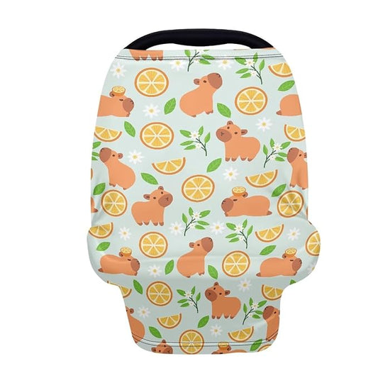 AFPANQZ Orange Capybara Breastfeeding Nursing Cover Carseat Canopy for Babies Infant Newborn Stroller Cover Breastfeeding Scarf Baby Shower s for Boys and Girls