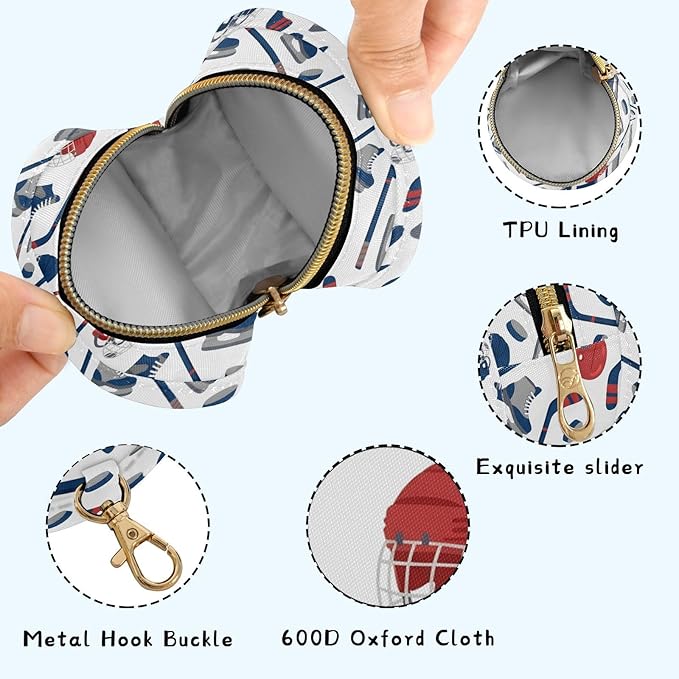 Hockey Skates White Print Pacifier Holder Case for Diaper Bag Portable Travel Pacifier Storage Case with Clip Newborn Baby Pouch for Baby Boys Girls Purse Outdoor