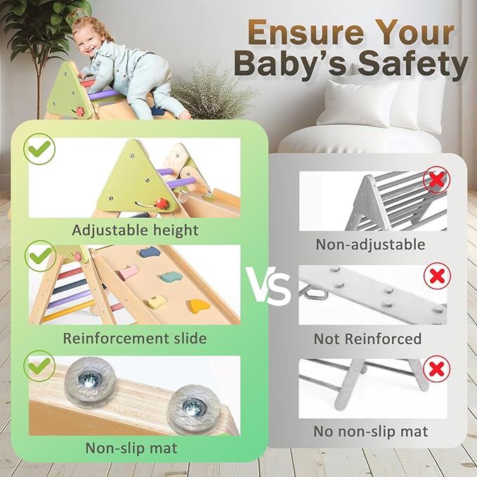 aiwo 7-in-1 Pikler Triangle Set Toddler Climbing Toys Indoor, Montessori Baby Climbing Gym, Climbing Set for Toddlers 1-3 Jungle Gym