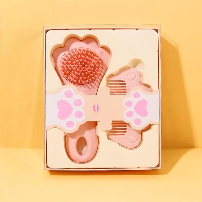Baby Hair Brush,Toddler Hair Comb,Baby Hair Brush Comb Set,Small Cute Comb for Wet Dry Hair - Silicone Gentle Bath Brush Scalp Massager Brush for Newborns Toddlers Perfect Baby Registry Gift (Pink)