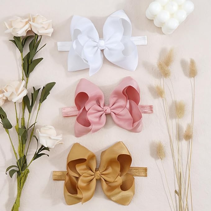 CellElection 30 Colors Baby Girls Headbands 6Inch Big Bows Elastic Hair Bands Headbands Hair Accessories for Newborns Infants Toddlers Kid