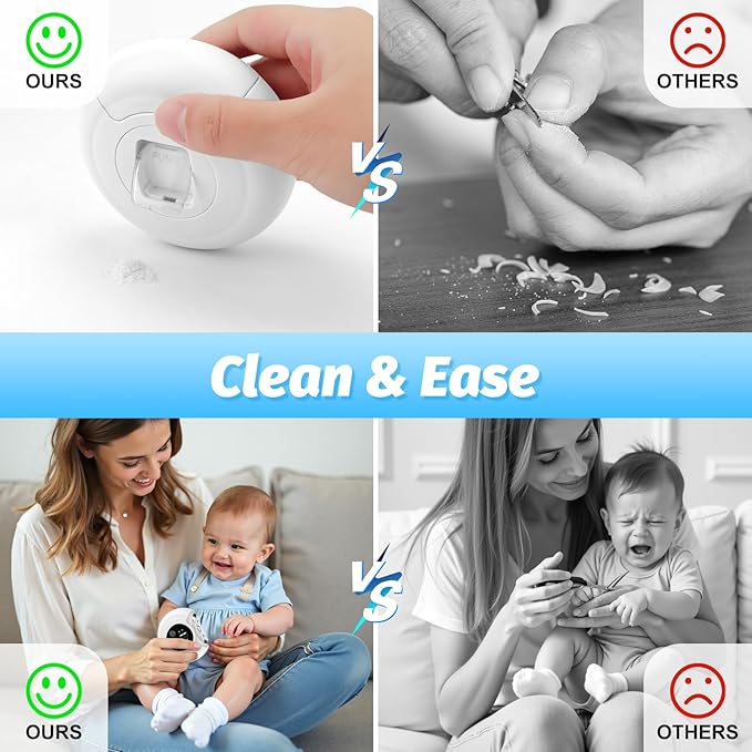 2-in-1 Electric Nail Clipper, Baby Nail Clipper with File & 3 Speed Gears, Baby Nail Trimmer Electric with LED Light & Storage Box, Automatic Nail Clippers for Baby, Adult, Seniors (White)