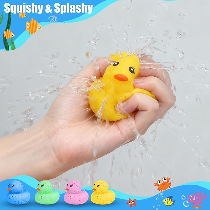 4 PCS Ducks Water Balls, Sensory Stress Relief Floating Pool Toys for Kids, Water Splash Balls Toddler Swim & Bath Toys, Christmas Goodie Bag Fillers for Babies