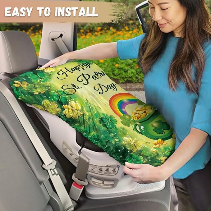 St. Patricks Car Seat Sun Shade Cover Tear-Resistant Child Car Seat Cover St Patricks Day Decorations Foldable Car Seat Canopy