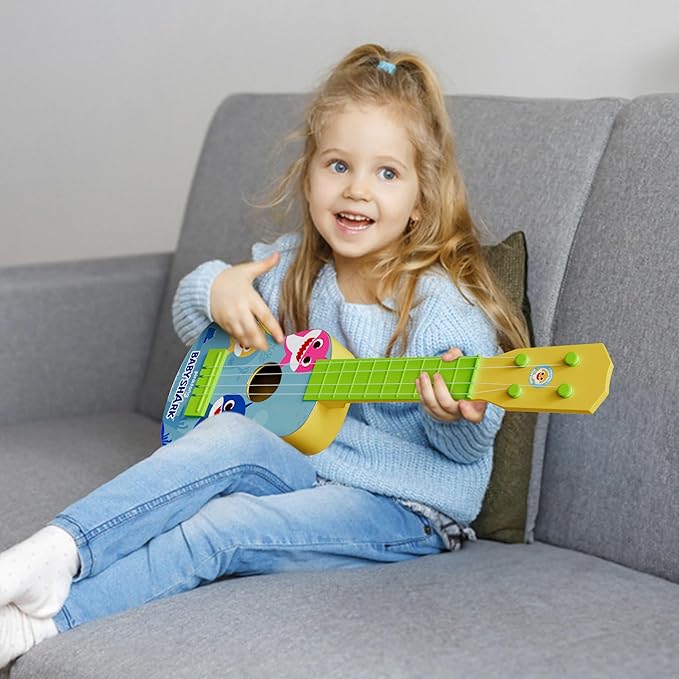 Lollipop Paw Patrol Party Ukulele - Musical Toy Gift for Toddlers4 String Mini Guitar Musical Instrument, Educational Learning Toy, Can Play with Strap or Picks - Great for Beginner (Baby Shark Blue)