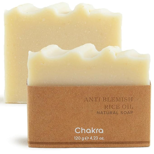 Chakra Rice Oil Stain Removal Bar Soap - Paraben & Additive Free Handmade Soap Bar for Face, Body and Hands, Gentle Cleansing for Daily Skin Care, 4.23 oz