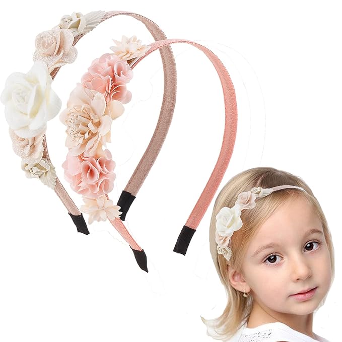 FGSS Floral Hairband Headbands - for Girls Toddlers Kids Plastic Flower Hair Accessories 2 Pack