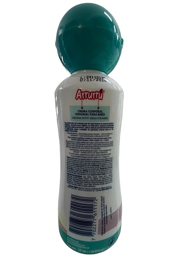 Arrurru Kit Abuelita Rosado - Colonia Rosa 220 ml - Shampoo Cabello Claro 220ml - Baño Líquido 220 ml - Crema Original 220 ml - Crema Protectora para la colita del Bebe 60 gr.