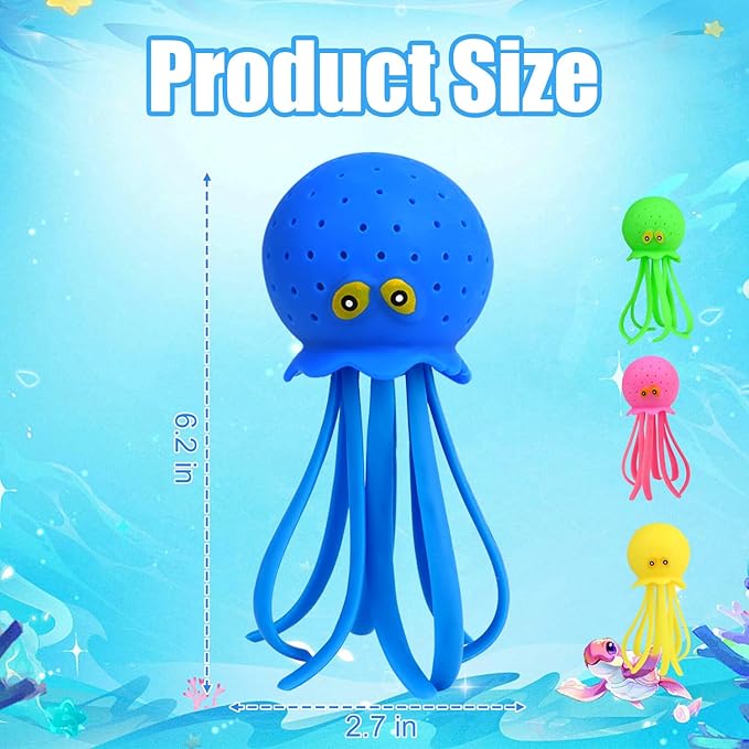 4 PCS Octopus Water Balls, Sensory Stress Relief Floating Pool Toys for Kids, Water Splash Balls Toddler Swim & Bath Toys, Christmas Goodie Bag Fillers for Babies