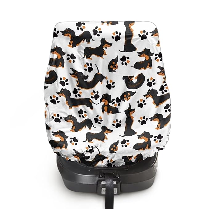 Car Seat Cover Baby Car Seat Sun Shade Cover with Dachshund Print, Toddler Car Seat Cover Replacement Heat Protector Fashion Toddler Car Seat Accessories