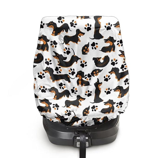 Car Seat Cover Baby Car Seat Sun Shade Cover with Dachshund Print, Toddler Car Seat Cover Replacement Heat Protector Fashion Toddler Car Seat Accessories