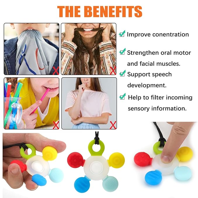 Chewy Necklaces for Sensory Kids, Seeway Silicone Chew Toys for Kids with ADHD Autism, Anxiety, Oral Motor, Reduce Adults Children Chewing Fidgeting