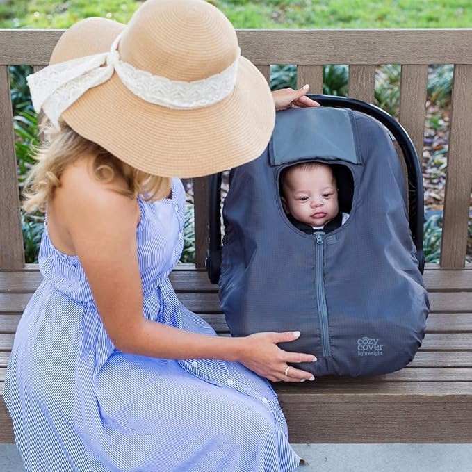 CozyBaby Combo Pack with Mesh Sun and Bug Cover and Lightweight Spring or Summer Cozy Cover with Elasticized Edge, Pink Grapefruit