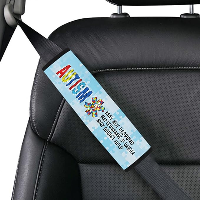 Autism May Not Respond Seat Belt Cover Special Need Autistic Car Seat Belt Covers for Kid Children Autsim Awareness Medical Alert Seat Belt Cover 25