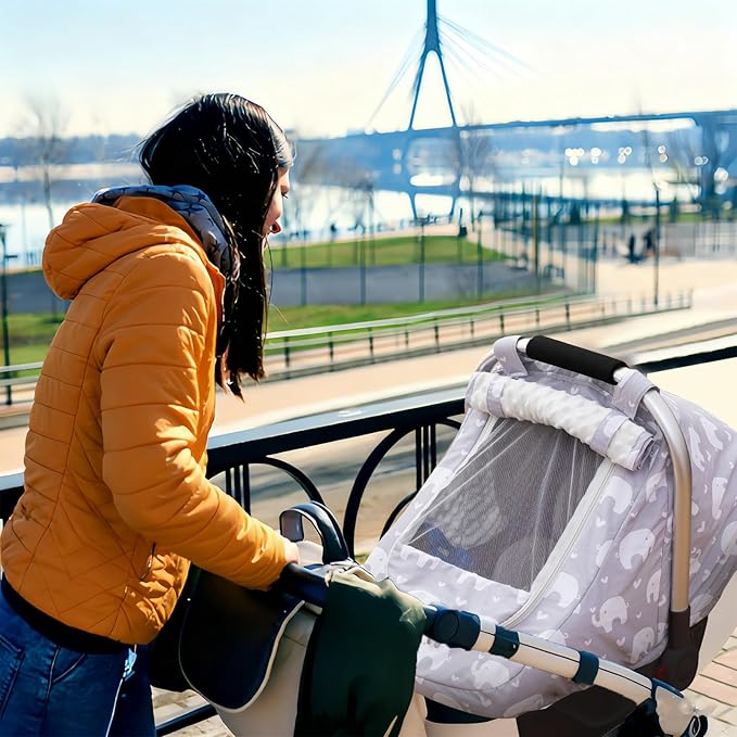 Car Seat Cover Baby, Mink Dot Infant Car Seat Cover for Outdoor, Breathable Carseat Cover with Mesh Peep Window & Sun Shade for Summer, Easy Access Baby Carrier Canopy Snug Fit Stroller