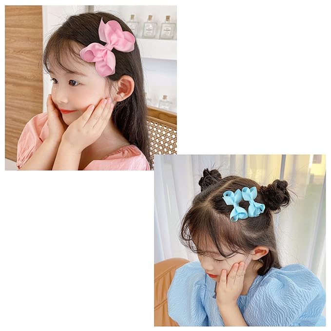 3pcs Baby Glitter Bows Hair Clips Little Girls Toddler Infants Alligator Clip Hair Accessories (Navy Blue)
