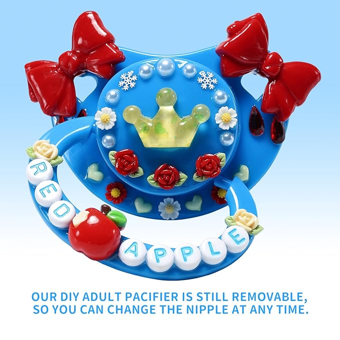 CutiePlusU Adult Size Pacifier DIY Big Shield Pacifier - Blue Red
