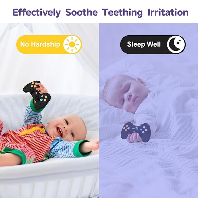 Hooku Silicone Teethers for Babies 0-6 Months, Teething Toys for Babies 6-12 Months, Baby Remote Control Toy, Infant Toys 0-3 Months, Sensory Chew Toys, Toddler Newborn Baby Girl Boy Gifts