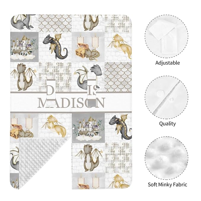 Personalized Baby Car Seat Canopy for Boys and Girls, Custom Name Baby Car Seats Covers for Babies, Opening Minky Nursing Breastfeeding Stroller Cover Infant Carseat Canopies for Newborn (Cute Dragon)