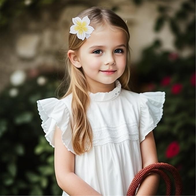White Hair Clip Headband Hairpin Hawaiian Flower Hairpin Barrette Hair Accessories for baby Girls.(FJ89) (Type A)
