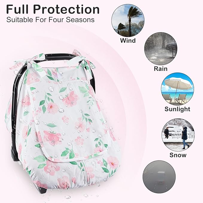 Unicorn Castle Baby Car Seat Cover Infant Car Seat Covers for Babies Breathable Car Seat Canopy Mesh Window Carseat Cover for Four Seasons Newborn