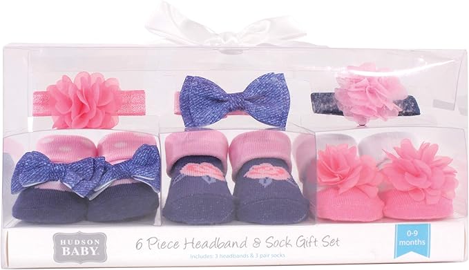 Hudson Baby Girl's Headband and Socks Giftset