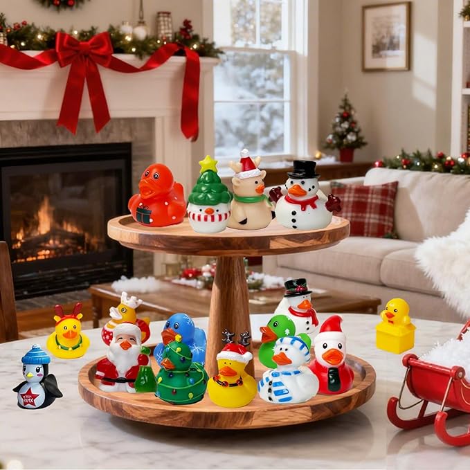 48PCS Christmas Rubber Ducks in Bulk Mini Rubber Ducks for Jeeps Christmas Ducks Basket Stuffers Christmas Ducks for Kids Baby Bath Toys Christmas Party