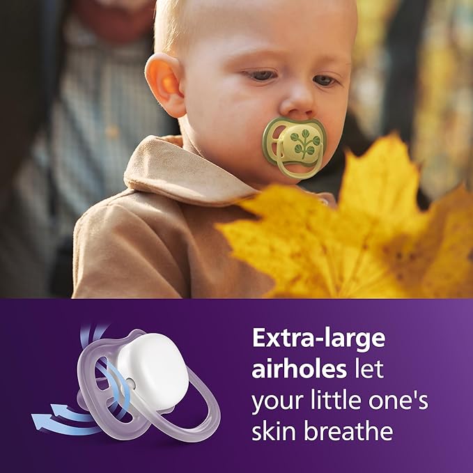 Philips Avent Ultra Air Pacifiers - Orthodontic Design, for Babies 18 Months+, Extra-Firm Silicone Symmetrical Nipple, BPA-Free, with 2 Sterilizing Cases, 48 Pack, SCF349/55