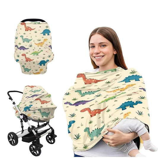 Cute Dinosaur Car Seat Covers for Babies,Nursing Covers for Breastfeeding Baby Car Seat Canopy for Girls, Boys,Nursing Essentials for Breastfeeding Women Infant Stroller Privacy Protection