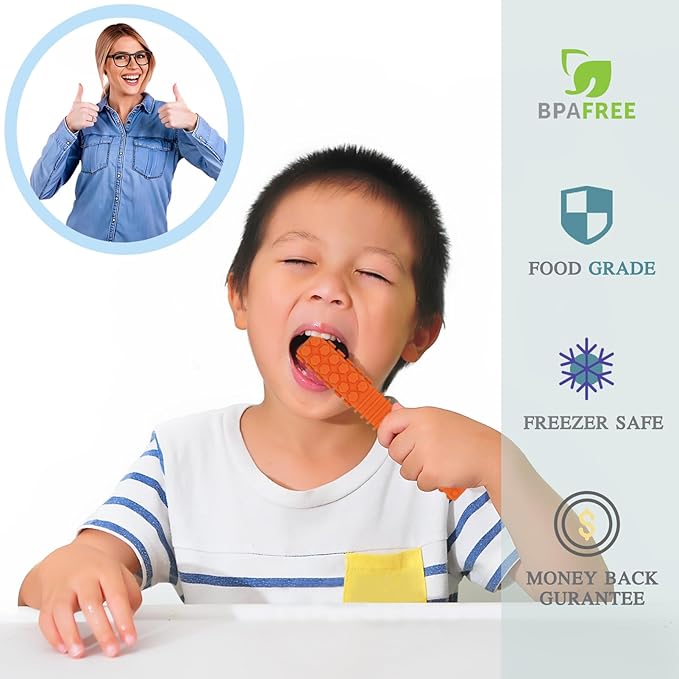 Sensory Chewy Toys for Autistic Children, 5 Pack Silicone Chew Tube Teething Sticks Toys for Autism, ADHD, SPD, Chewies with Special Needs, Oral Motor Chewy Tool for Sensory Kids Chewer (Colorful B)