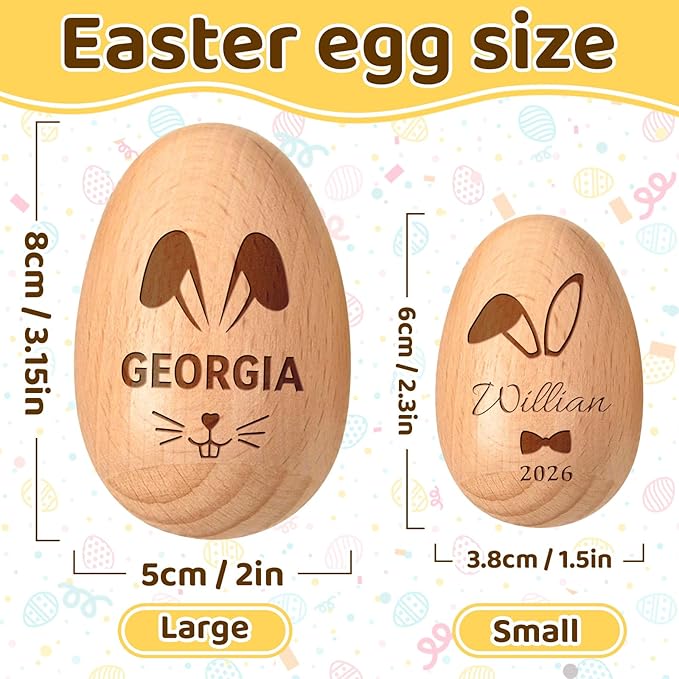 Eggs Musical Shakers, Personalized Easter Wooden Egg 2026, Wooden Easter Eggs, First Easter Gifts for Baby, Easter Gift for Kids, Birthday Gift Idea