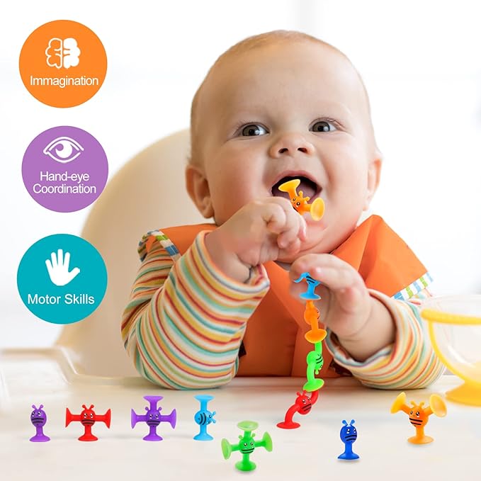 80PCS Suction Cup Toy Set, Multiple Styles Randomly Sent, Surprise Matching, Rich Styles, Bright Colors, Bath Toys, Stress Relieving Sensory Toys Kids Adults Boys Girls, Baby Birthday