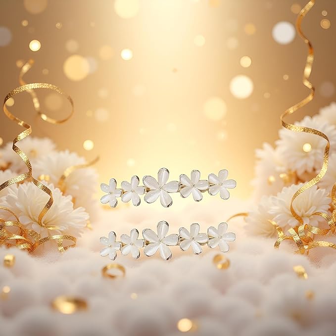 2Pcs Golden Flower Opal Hair Clips Gold Sparkly Wedding Barrettes Fancy Hair Pins Valentines Wedding Prom Engagement Birthday Decorative Accessories for Women Girls Thick Fine Hair,Clips and Barrettes