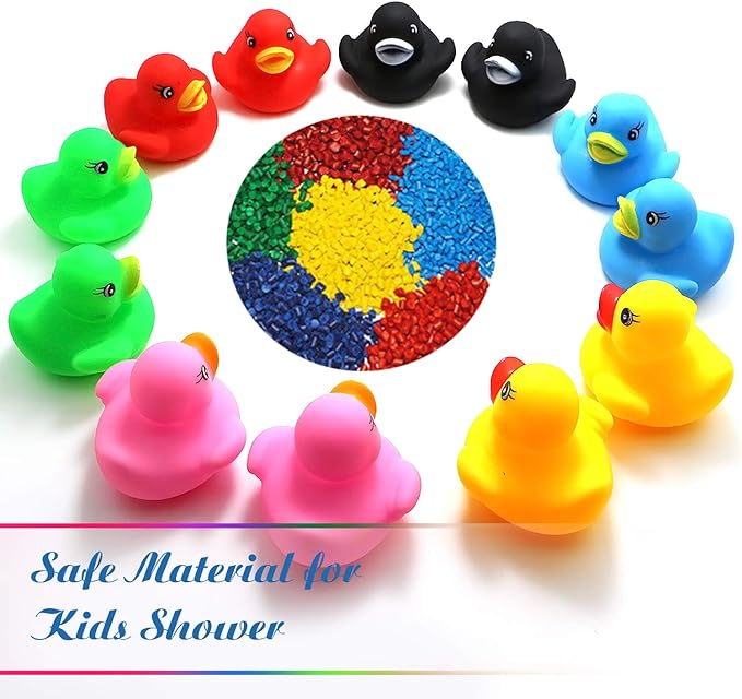 Novelty Place 12Pcs Assorted Rubber Duck Float Ducky Baby Bath Shower Toy - Colorful Mini Bath Duckies for Toddlers and Kids | Birthday Gift, Party Favor, Bathtub Decoration