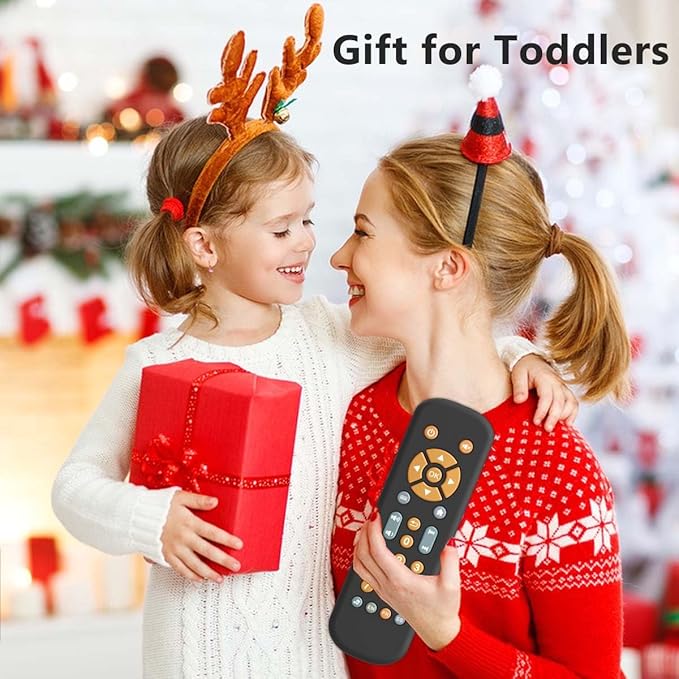 Baby TV Remote Control Toy with Music, TV Remote Toy with Realistic Light and Sound - English, French and Spanish 3 Language for Infant Toddler Play Remote Musical Toys, BPA Free