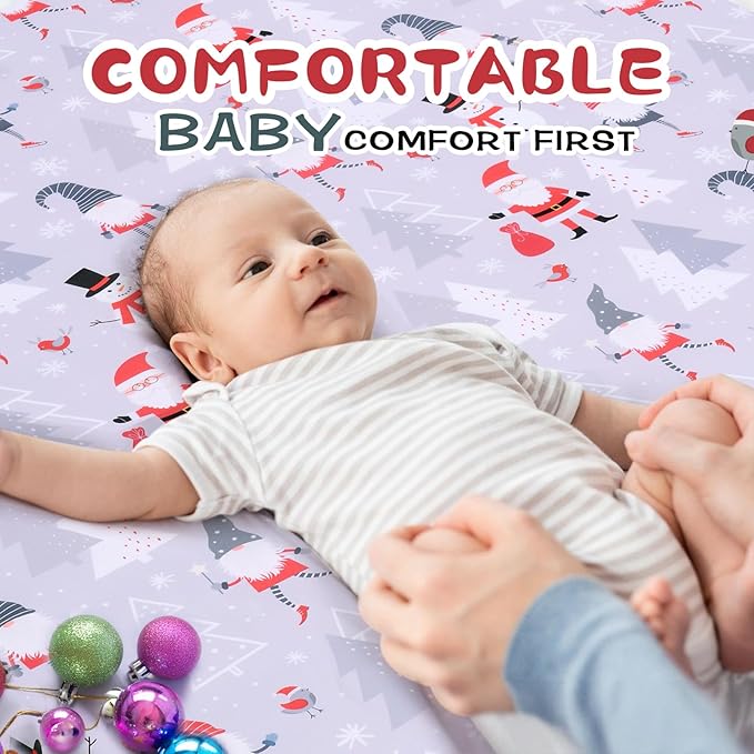 Cloele Christmas Square Playard/Playpen Fitted Sheets Perfect for 36 X 36 Portable Playard Mattresses - Square Pack and Play Crib Sheets - Ultra Soft Polyester Snowman Fitted Playpen Sheet for Baby