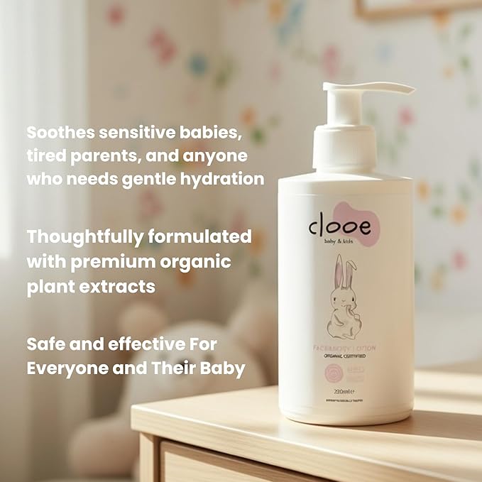 Certified Organic Baby Lotion, 8.45 fl oz (250 mL), Face & Body Moisturizer for Babies, Kids & Sensitive Skin, Vegan, Dermatologically Tested, Fast-Absorbing, Non-Greasy