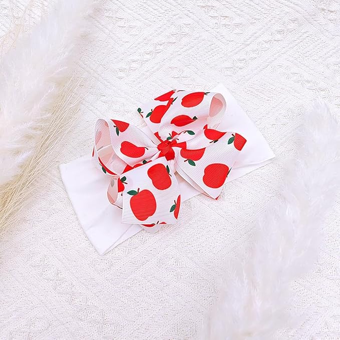 Baby Girl Soft Nylon Bow Elastic Headband Turban Toddler Infant Bow-knot Stretchy Hair Band Birthday Party Hair Bow Ribbon Accessories for Newborn Baby (Bow 1 - Red, Elastic)