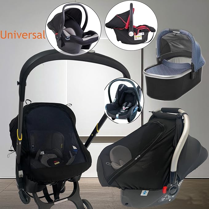 Car-Seat Canopies-Covers for Babies - Durable Baby Car Seat Cover for Boy Girl,Privacy and Sun Shield Protetion with Bug Net Dustproof for Infants Car Seat Spring Summer