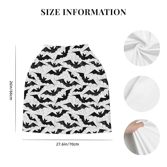 Black Bat Goth Baby Stuff Car Seat Cover for Baby Carseat Covers for Girl Boy Stretchy Soft Breathable Breastfeeding Infant Car Seat Canopy Carrier Cover
