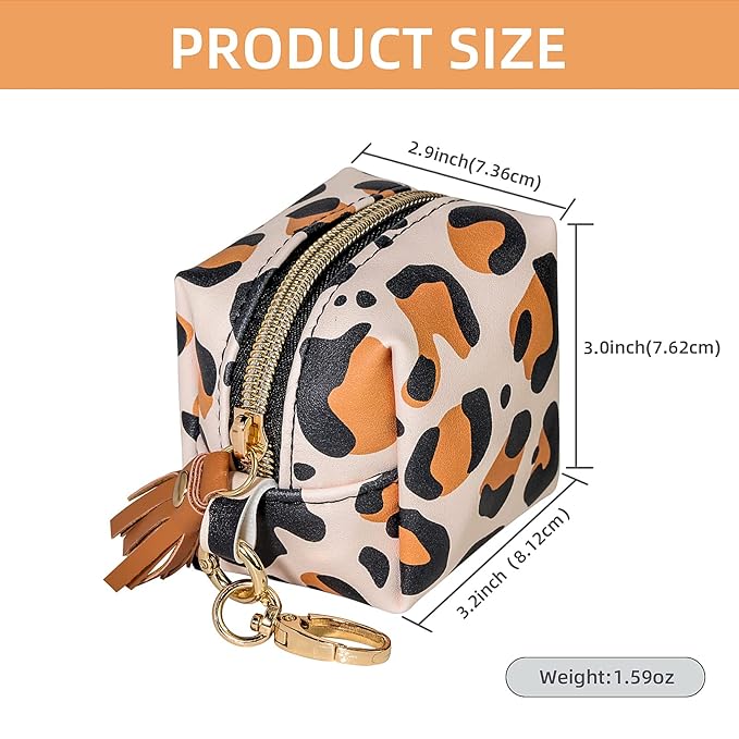 Smlpuame Pacifier Holder Case,BPA Free Leather Baby Pacifier Cover Pouch,Binky Case for Diaper Bag or Purse,Holder 4 Pacifiers or Teether Toy,Outdoor Travel Accessories,Easy to Clean(Leopard)