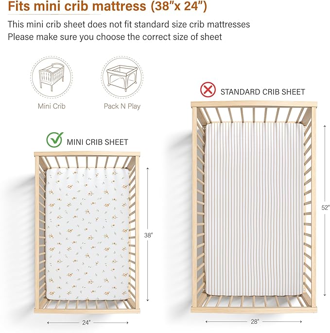 Meracorallo Muslin Mini Crib Sheet, Pack n Play Fitted Sheet, Soft and Breathable Pack and Play Playard Mattress Sheet for Baby Boys and Girls (Roman Green)