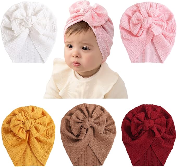 Newborn Babies Headwrap Hat Infant Toddler Cotton Soft Cute Nursery Beanie Headbands Top Bowknot Cap