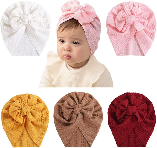 Newborn Babies Headwrap Hat Infant Toddler Cotton Soft Cute Nursery Beanie Headbands Top Bowknot Cap